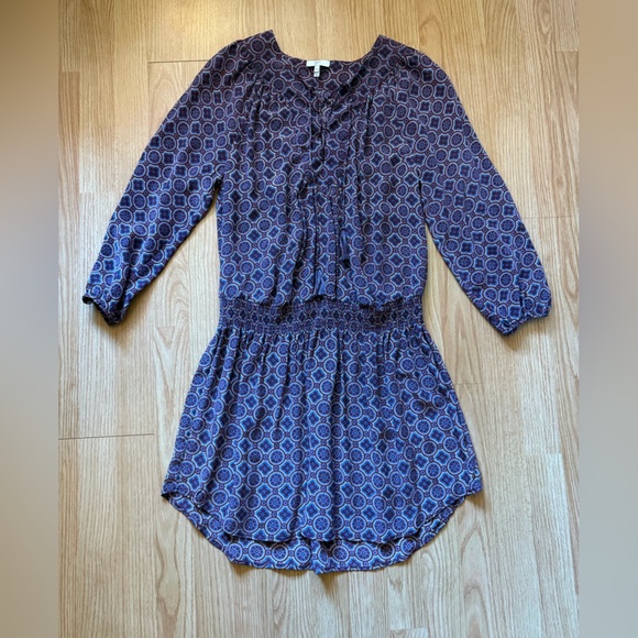 JOIE Red Blue Currant Medallion Print Lace-Up Blouson Silk CORRA B. Mini Sz M - Picture 8 of 11
